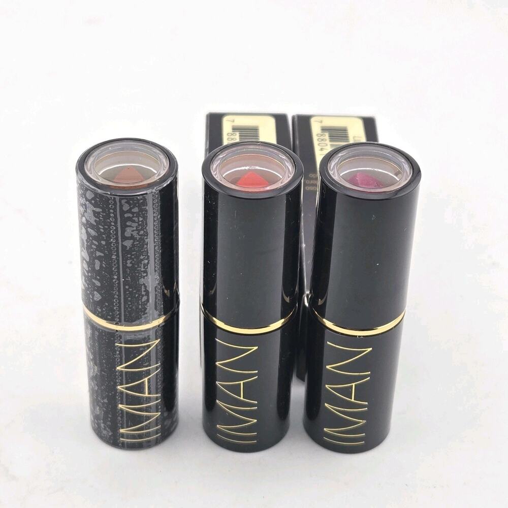 IMAN Luxury Moisturizing Lipstick Lot of 3 Semi-Matte Gift Set 3 Colors New